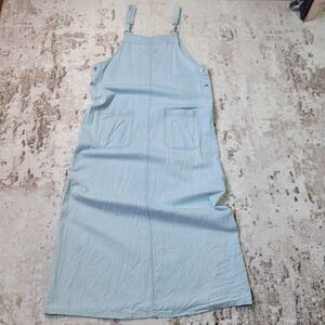 Vtg 90s Directives Denim Jumper Maxi Dress Light Wash Lyocell Blend Medium
